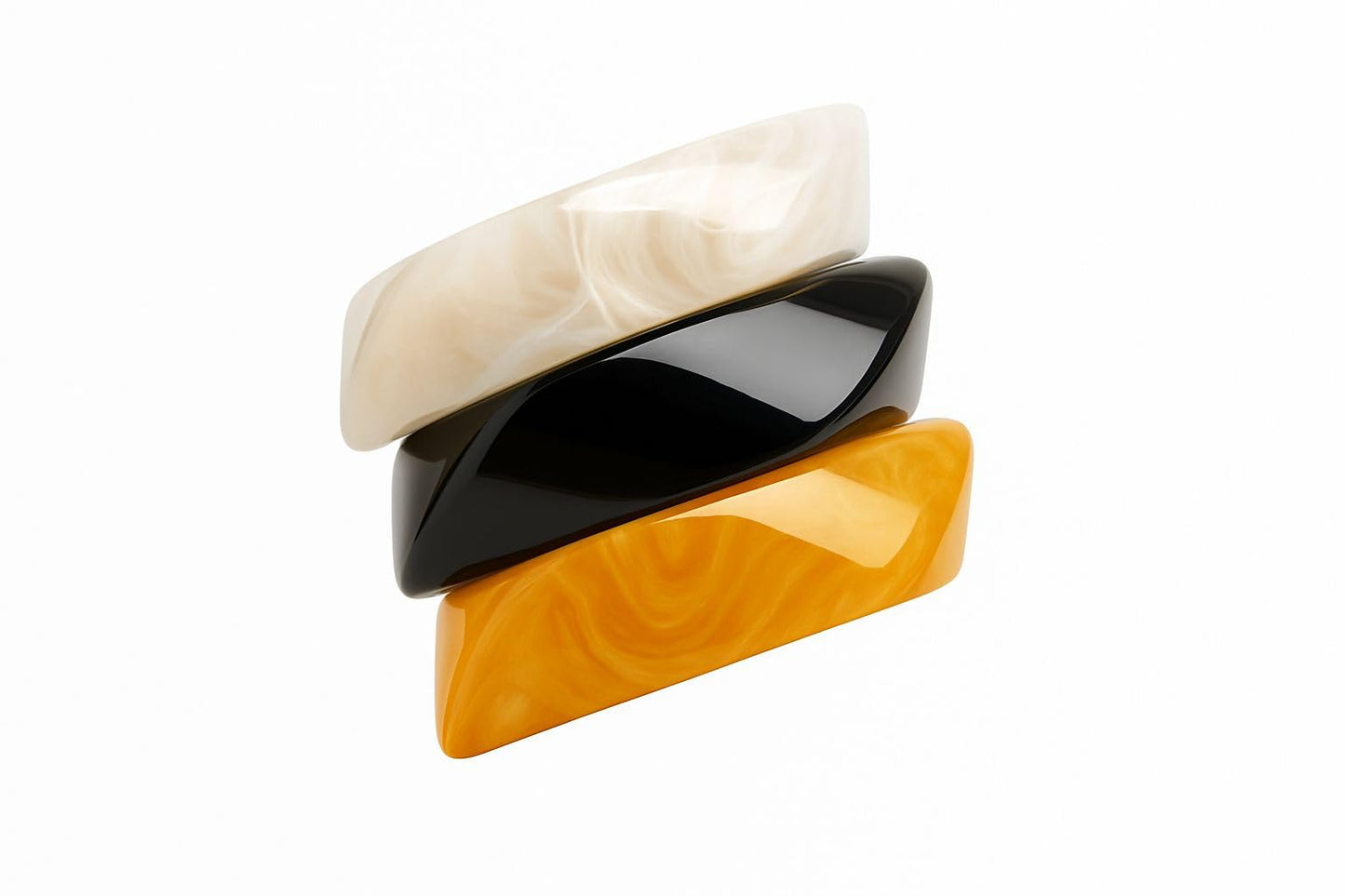 SHAFA IMPEX Acrylic Bangle Bracelets for Women, Colorful Resin Chunky Wide Irregular Jewelry, 3 Pieces