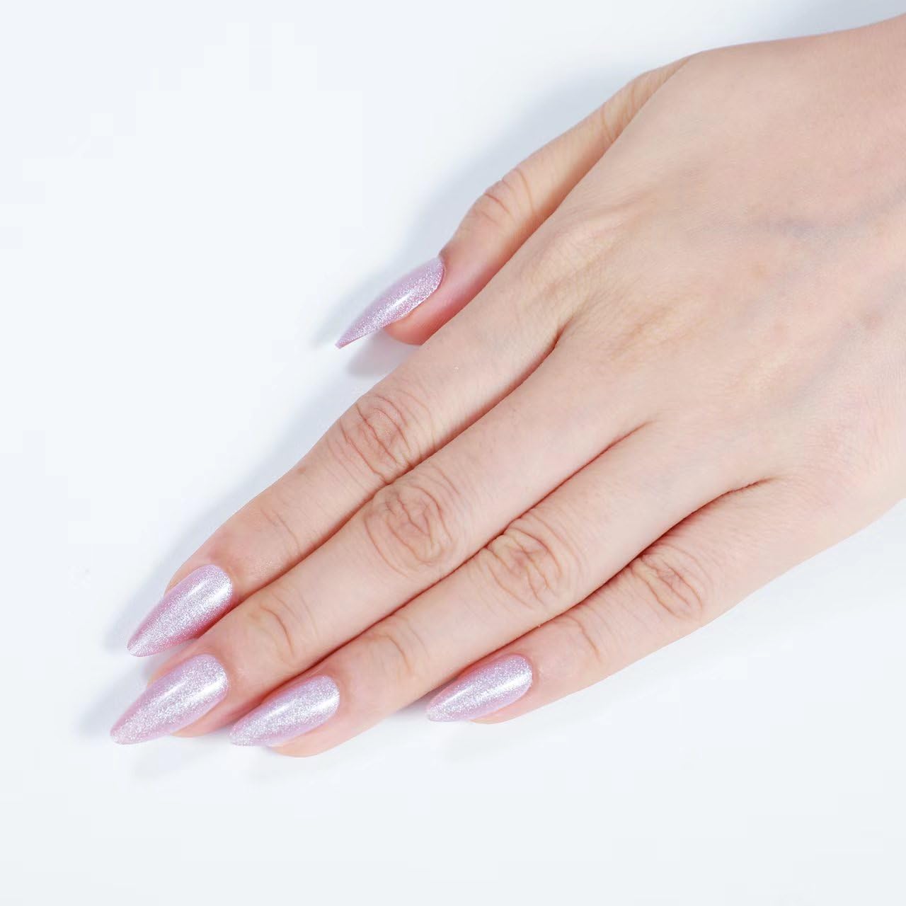 Rnker Press On Nails - Flash Silver, Almond Top gel Nails with a Glossy Glaze Finish, 15 Sizes - 30 Nail Kit with Glue