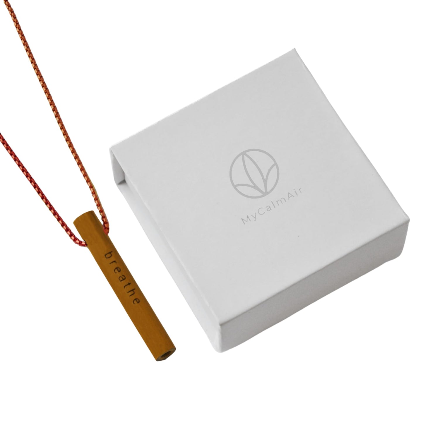 MyCalmAir Bamboo Breathing Necklace for Meditation, Mindfulness Tool, Stress Reducer, Eco-Friendly Breathe Pendant, Portable Relaxation Gift for Men & Women (Rose Gold)