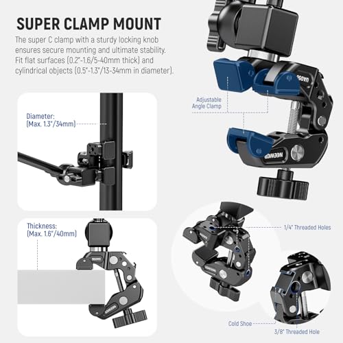 NEEWER 30" Articulating Magic Arm with Super Clamp/Action Cam Mount/Phone Holder, Overhead Camera Desk Mount Mic Boom Stand, Compatible with GoPro iPhone DSLR Webcam Microphone Video Recording, UA056 - style: UA056