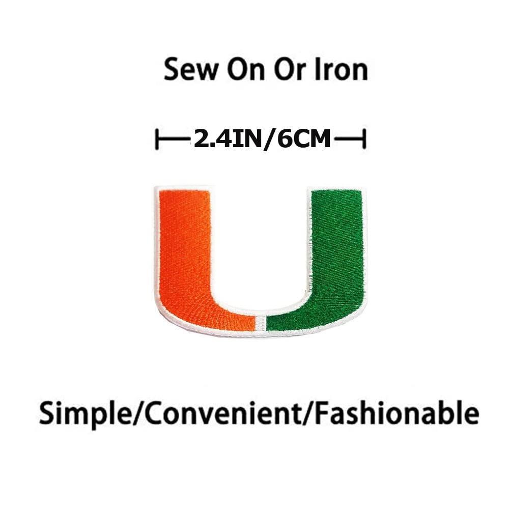 5Pcs Iron On Sew On Patch for Miami Hurricanes Embroidered Decoration Patches for Jeans Jacket Clothing Handbag Shoes Caps (2.4'')
