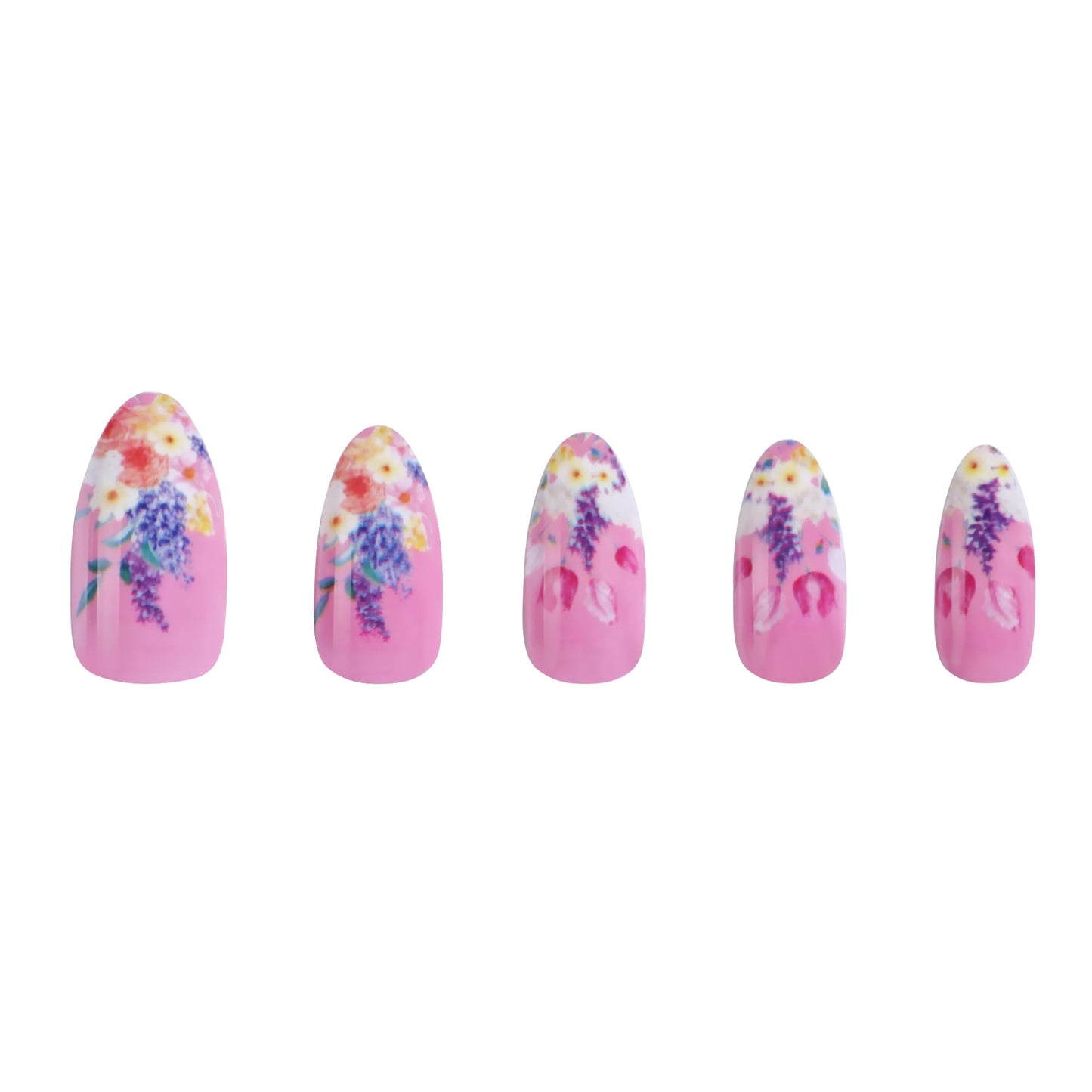 PaintLab Press On Nails - Capri Pink Almond Fake Nails, 24 Nails in 12 Sizes with Glue, Reusable Salon Quality Press On Nails