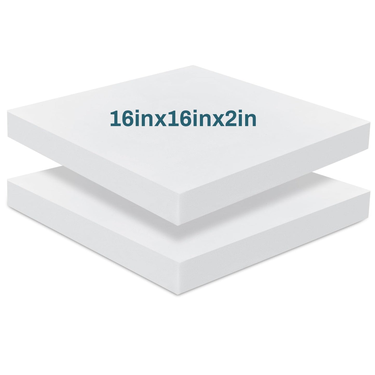 Frienda 2 Pack 2" x 16" x 16" Upholstery High Density Foam Cushion Replacement Square Cut to Size Foam Couch for Chair Couches Padding Shipping Packing DIY Cosplay Projects(White)