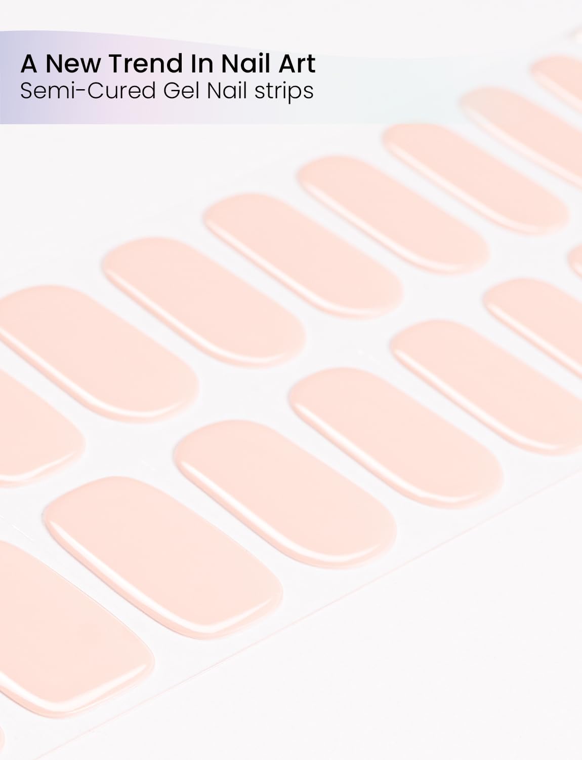 Oauee Semi Cured Gel Nail Strips | 20 Gel Nail Stickers | For Uv/Led Manicure Lamps | Salon Quality, Easy Application And Removal(Flesh Color)