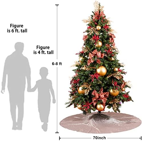 Poise3EHome Rose Gold Christmas Tree Skirt, 70 Inch Sequin Tree Skirt
