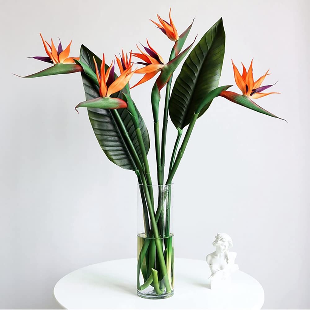 Beebel Artificial Flowers Bird of Paradise Greenery Plants Indoor Outside Garland Home Garden Office Verandah Wedding Decorations 6pcs (Yellow, 6 Pack)
