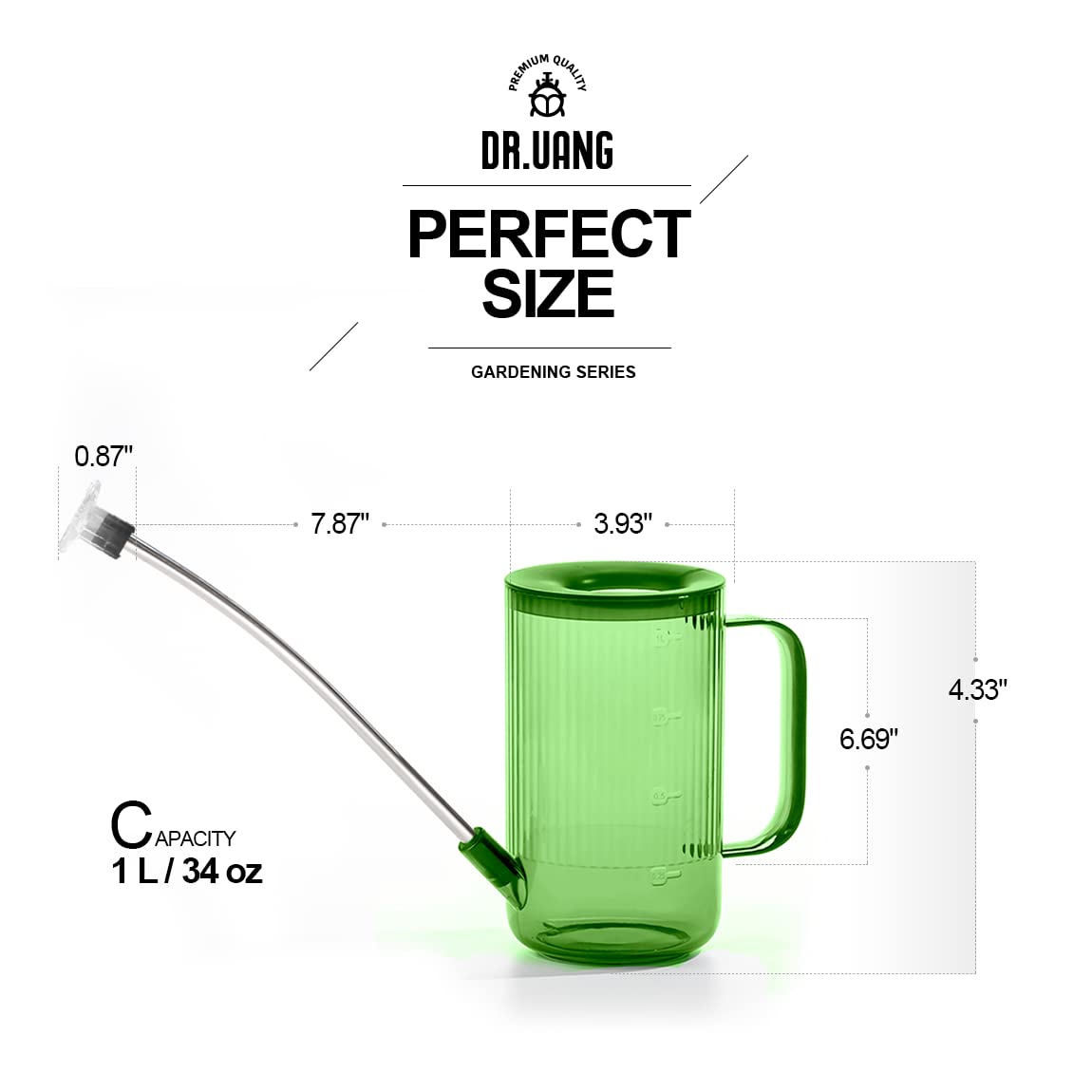 Small Watering Can Indoor Plants with Long Spout (1L, Green)