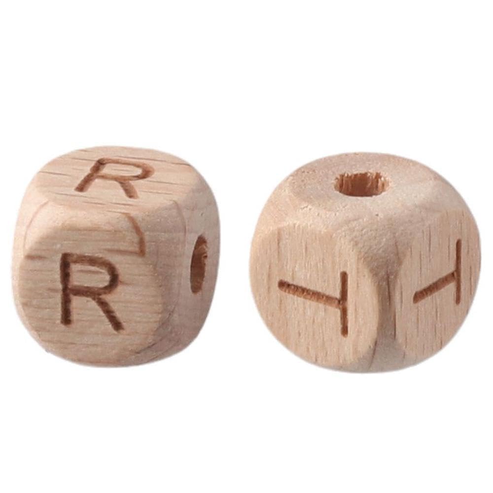 diyhub 112 Pcs Letter Wooden Cube Alphabet Beads,Large Hole Wood Spacer Beads with Star Heart for Necklaces Bracelet DIY Crafts Decor