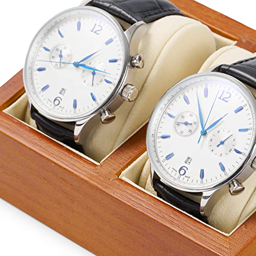 Oirlv Solid Wood Double Watch Display Stand Showcase Jewelry Stand Watch Holder with Pillow(Square Double, Creamy-white) - color: Creamy-white, size: Square Double