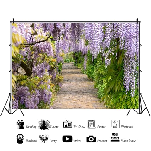 5x4ft Purple Cirrus Pathway Photography Backdrop - Wedding Ceremony & Anniversary Honeymoon Birthday Photo Studio Vinyl Props - size: 5x4ft