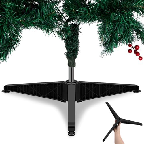 SEWACC Small Christmas Tree Stand, Plastic Christmas Tree Base Holder, Artificial Trees Pole Support, Black, 21.77 x 21.77 x 2.71 Inch
