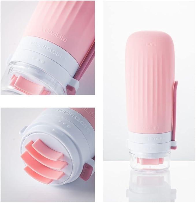 3-in-1 Facial & Body Scrub Bottle and Acupoint Massage Roller, Exfoliating and Facial-Lifting, 100ml Leak Proof Travel Container