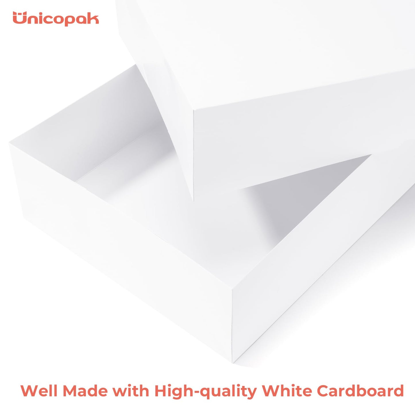 UnicoPak 12 Pack XLarge White Gift Boxes with Lids for Presents, 4-inch Deep Robe Boxes, 17x11x4 Inches