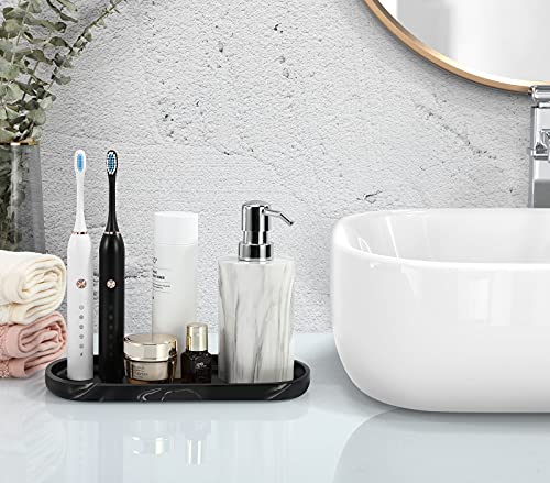 Luxspire Bathroom Vanity Tray Kitchen Soap Tray, Oval Toilet Tank Tray, Bathroom Countertop Organizer Tray for Jewelry Perfume Soap Dispenser Candle - 9.8 Inch, Matte Ink Black - color: Ink Black, style: Small