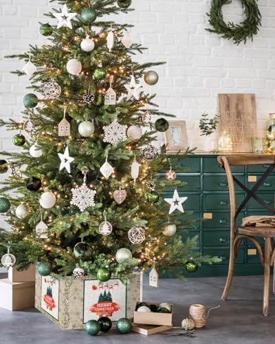 Christmas Tree Collar Tree Box Stand Cover, Artificial/Pencil/Silm/Skinny Tree Ring 4 Packs Collapsible Tree Skirt for Christmas Xmas Tree Decorations, Xmas Tree Vintage Winter Berry Gift 17"x10"