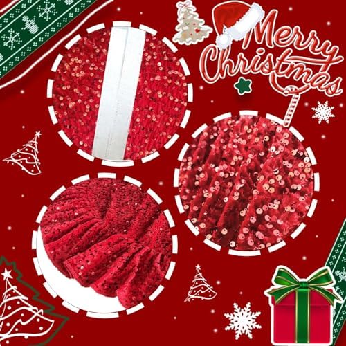 Ruffle Tree Skirt 45 Inch Red Christmas Tree Skirt Vintage
