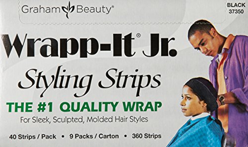 Graham Professional Beauty Wrapp-It Jr Styling Strips, Black - color: Black, size: 40 Count (Pack of 9)