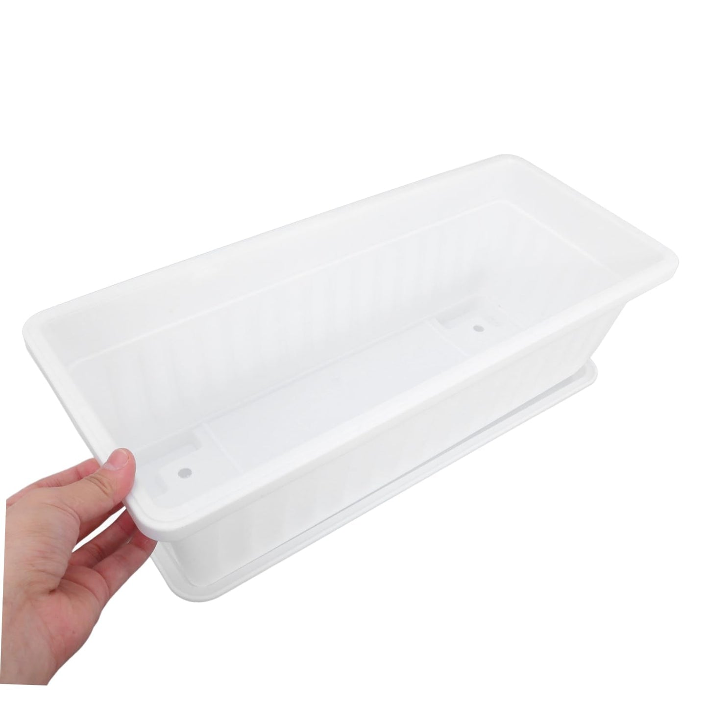 DOITOOL 2pcs Rectangular Plastic with Saucers Versatile Pots for Indoor and Outdoor Use Ideal for Vegetables and Flowers for Windowsills Patios and Gardens