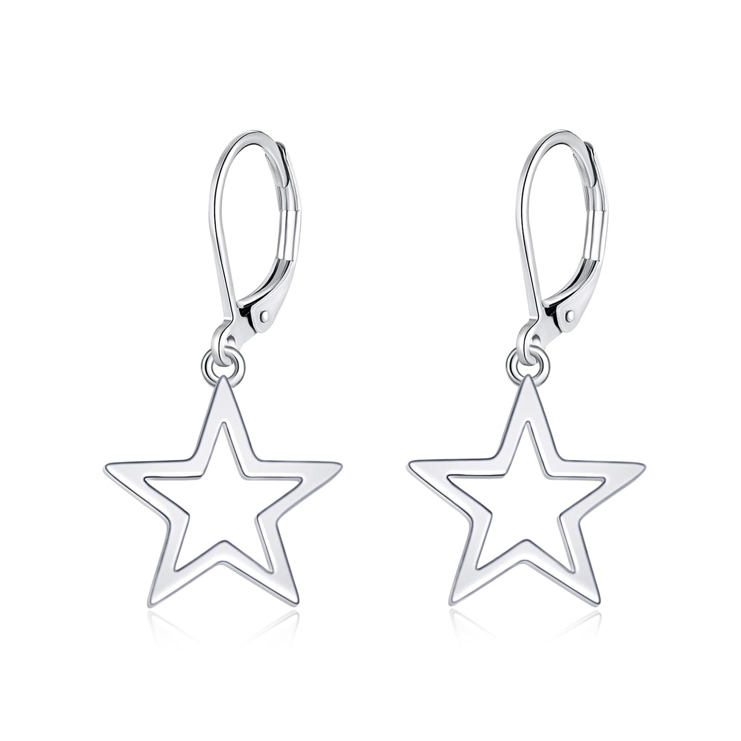 TALYKONG Star Earrings for Women Leverback Dangle Earrings Hypoallergenic Jewelry (star earrings)