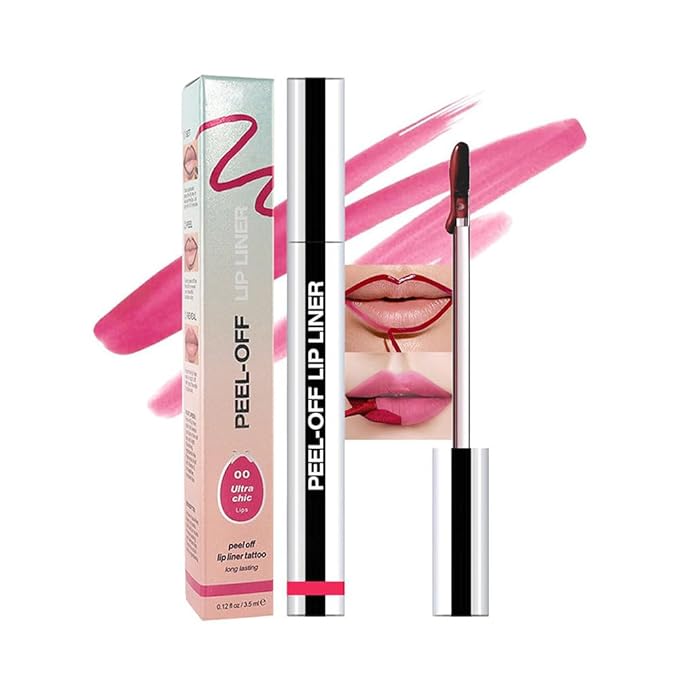 Matte Lip Stain Peel Off Lip Liner, Delicate Pink Peel Off Lip Stain Tattoo,Long Lasting & Waterproof Peel Off Lip Gloss Lip Liner,Transfer-Proof All Skin Types.0.12 fl oz #00