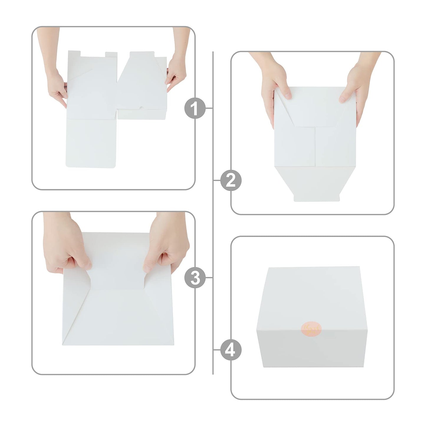 YUEFANBOX 12 Pack White Gift Boxes, 8x8x4in, with Lids, 80ft Twine, Stickers & Tape, Easy Assemble for Bridesmaid Proposal, Wedding, Party Favors