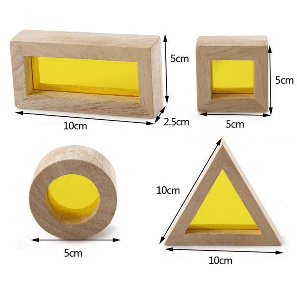 BOHS Rainbow Sensory Blocks (24 pcs) - Wooden Toys for Toddler Gift- Play on Light Table/Sunny Window