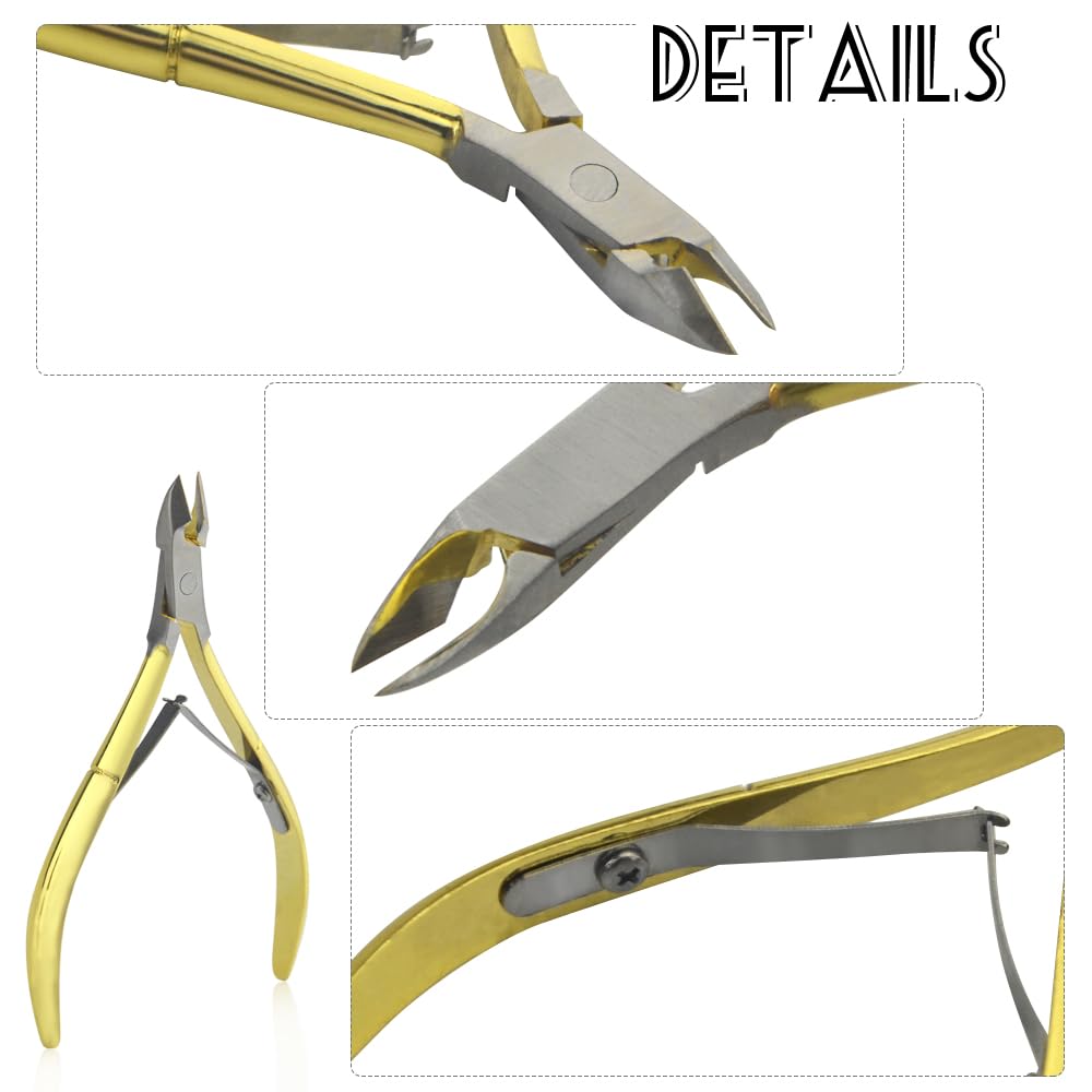 XINMEIWEN 8Pieces Cuticle Trimmer Cuticle Nipper Cuticle Remover Cuticle Cutter Stainless Steel Cuticle Cutter Clipper Nail Tools for Fingernails and Toenails (Gold)