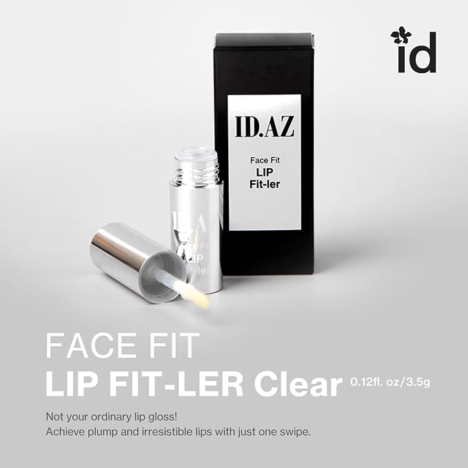 ID.AZ Face Fit Lip Fit-Ler, Clear Lip Plumper for Hydrated, Glass-Like Lips, Plumping Effect with Maxi-Lip Formula, Korean Lip Care, 0.12 fl. oz.