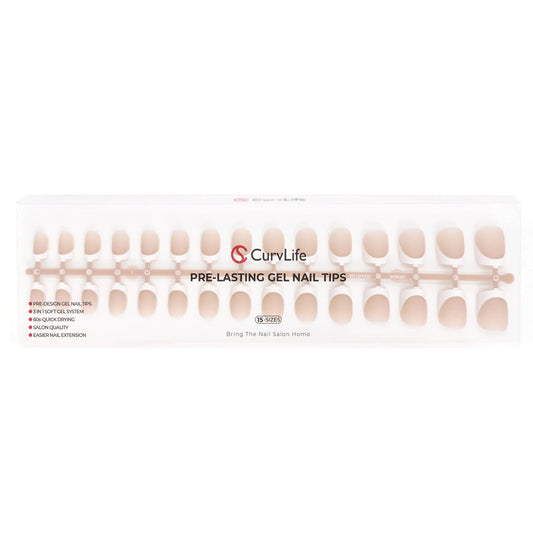 Curvlife 300Pcs French Gel Nail Tips, Press-On Nails, Skin Tone Options, Gel x Nail Tips 15 Sizes, French Tips Design for DIY Nail Art