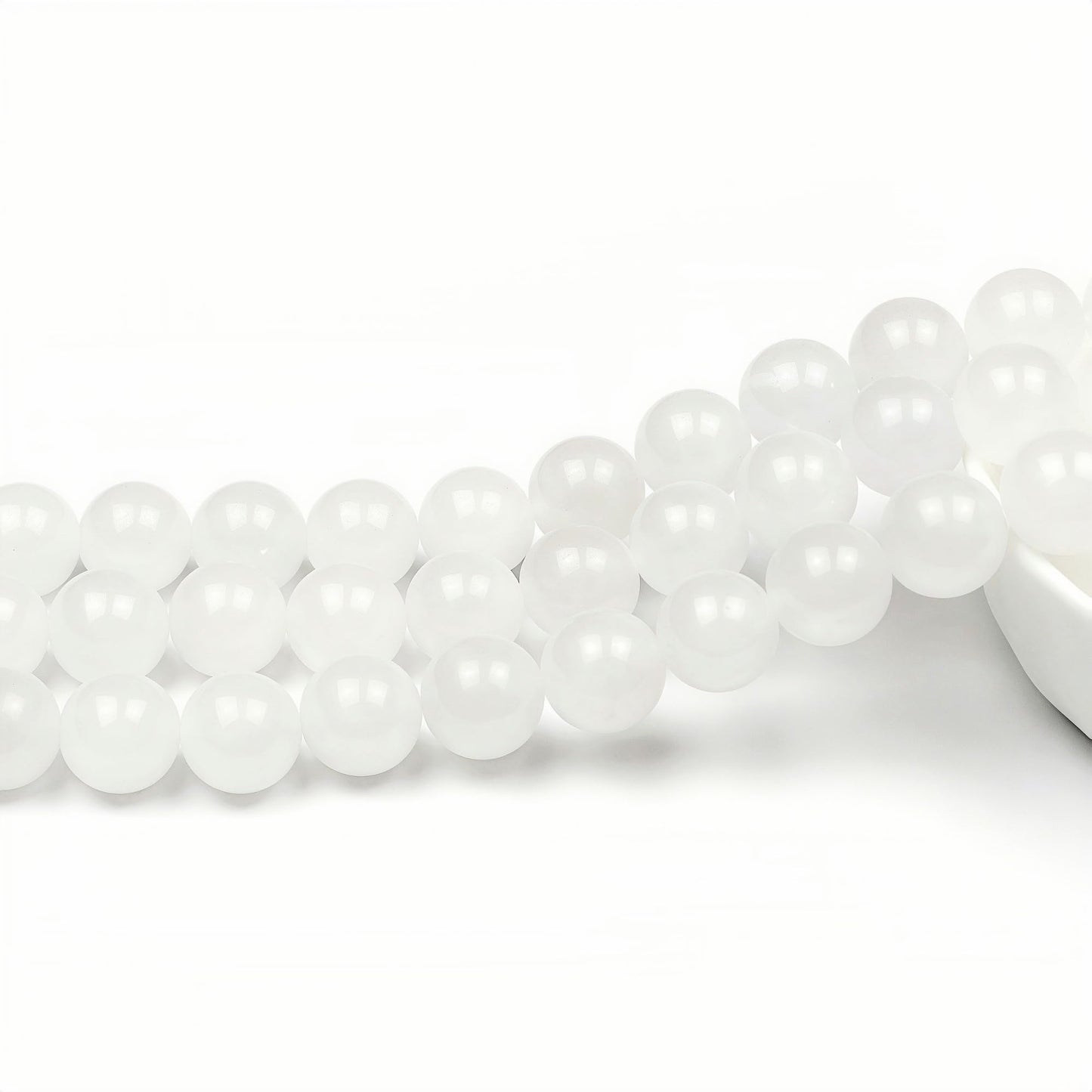 MJDCB Beads for Energy Bracelets Yoga Bracelet DIY Bracelet Natural Stone Beads White Jade 38 Pieces, 10mm