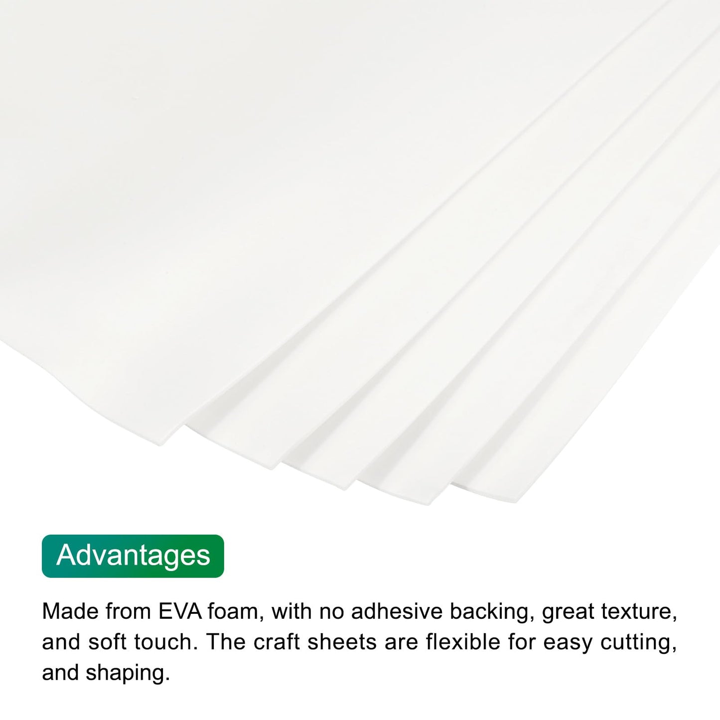 MECCANIXITY EVA Foam Sheets White 35.4 Inch x 19.7 Inch 2mm Thick Crafts Foam EVA Sheets for Costumes, Arts and Crafts Projects Pack of 5
