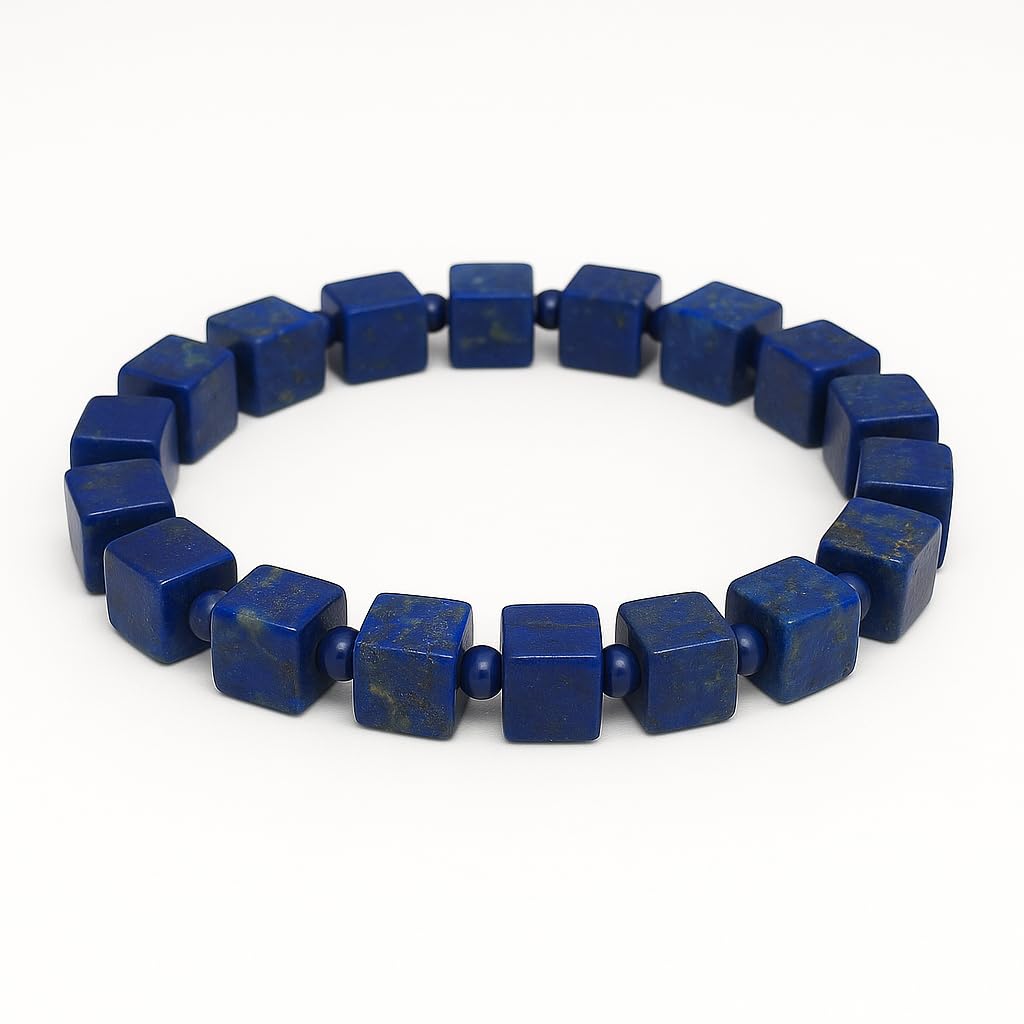 Lapis Lazuli Healing Bracelet – Real Crystal Beads for Stress Relief, Meditation & Chakra Balance – Natural Gemstone Jewelry Gift for Women & Men, Adjustable with Gift Box