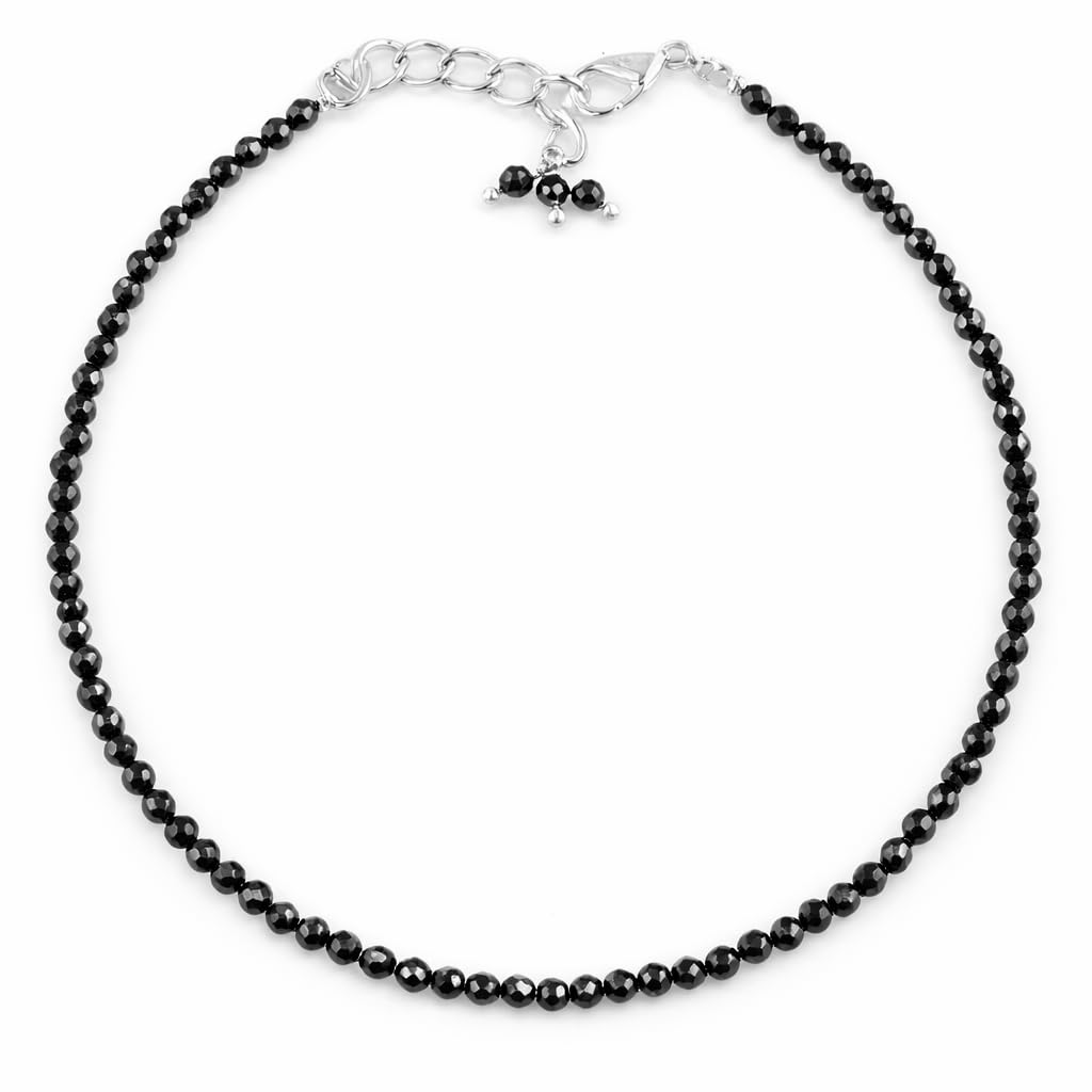 Gempires Black Spinel Dainty Bracelet for Women | Handmade 2.5 mm Faceted Beads | Minimal Stacking Jewelry | Adjustable Lightweight Fit | August Birthstone Gift