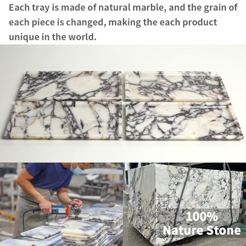 Natural Marble Tray, Coffee Table, Food, Fruit, Paper Cup, Cake Display, Coffee bar, Family Gatherings, Seasonal Holiday Decoration Tray(Viola-rectangle-11 x5 x0.7) - color: Viola-rectangle-11"x5"x0.7"