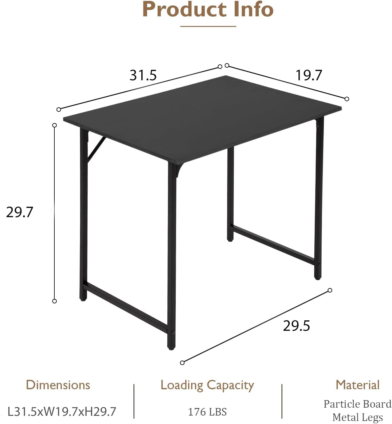 BestOffice Computer Desk,Home Office Desk, Modern Simple Style for Home Office Study Writing (Black, 32 Inch)