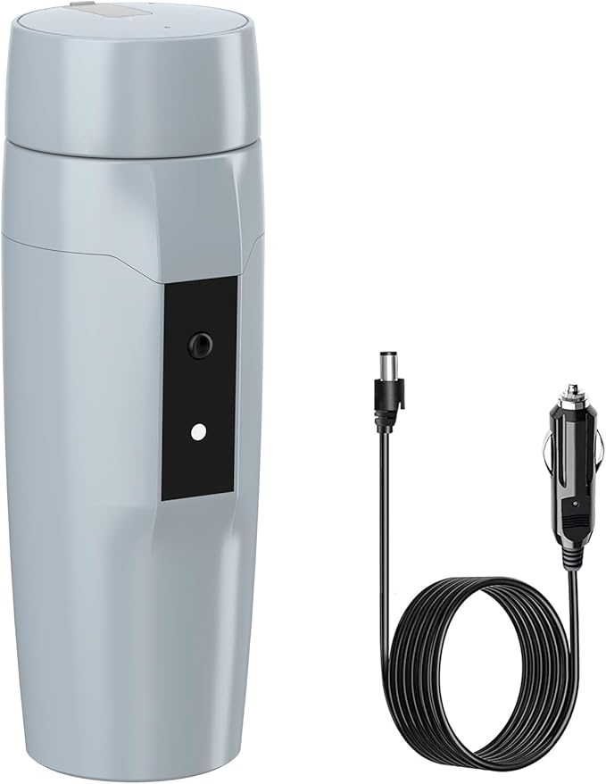 Portable 12V Car Kettle Boiler, Small Electric Travel Kettle, 80W Fast Water Heater, Mini Electric Tea Coffee Mug for Car, Automatic Shut-Off & Restart, Special Power Cord for Car Cigarette Lighters