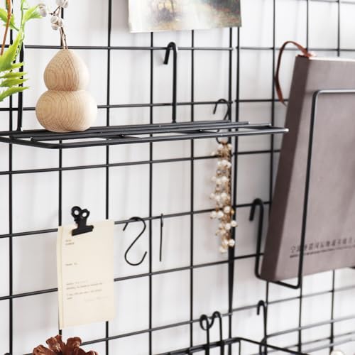 Metal Mesh Wall Grid Panel for Photo Display,Message Board,Size: 17.5" x 11.8",Pack of 2 (Black) - color: Black