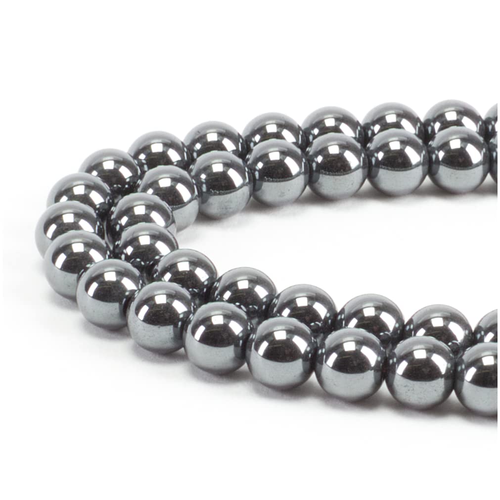 Cherry Tree Collection | 100PCS 6mm Hematite Gemstone Round Beads for Jewelry Making | Includes Storage Box, Elastic String, and Needles