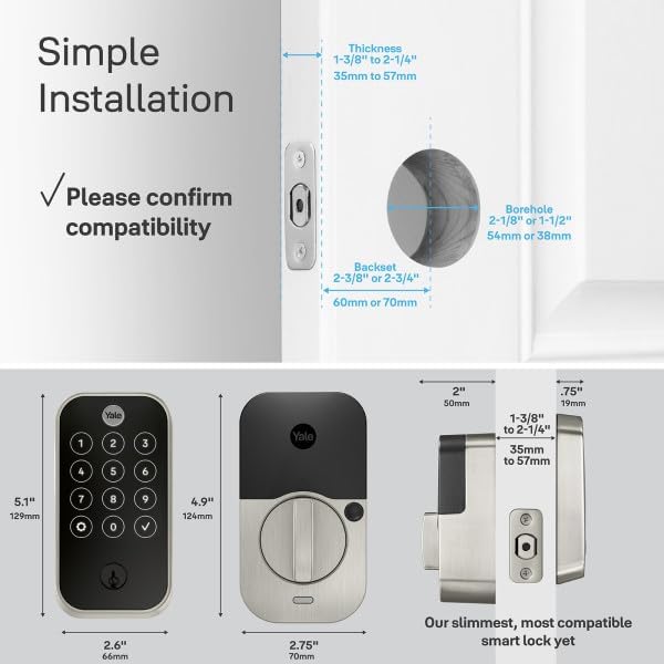 Yale Security Assure Lock 2 Touch Deadbolt, Black Suede Keyed Smart Entry Door Lock with Wi-Fi Connected Keypad and Fingerprint Scanner for Code Entry and Remote Access, YRD410-F-WF1-BSP