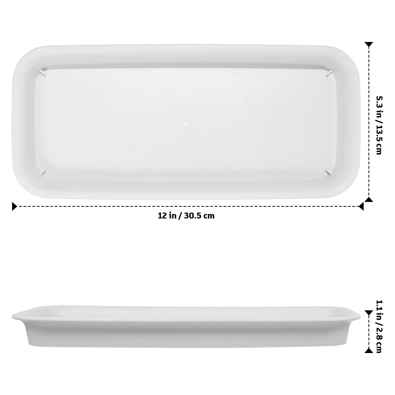 IMIKEYA 5 Pack Rectangular Plastic Plant Drip Trays: 12 Inch White Plant Saucers for Indoors, Windowsill, Flower Pot Planter Drip Tray to Catch Water
