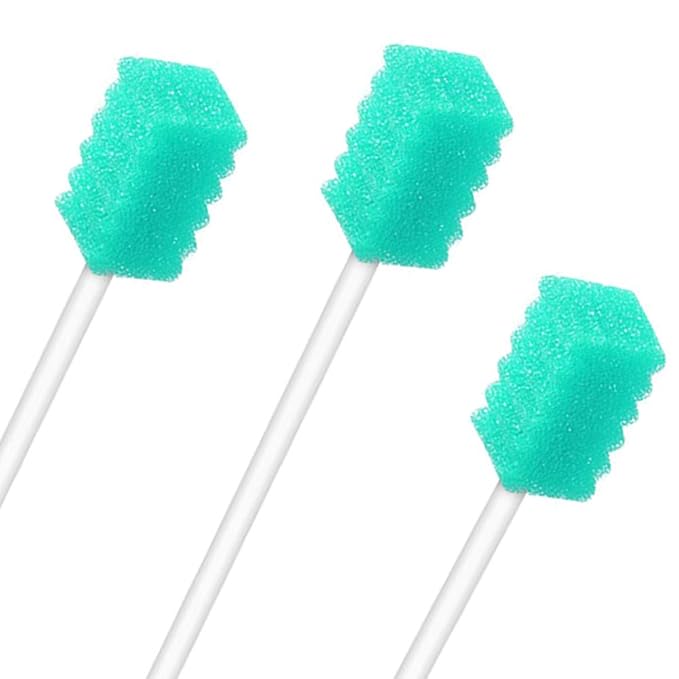 Wellgler's Disposable Oral Swabs, Sterile Sponge Mouth Swabs (100pcs,sky blue)