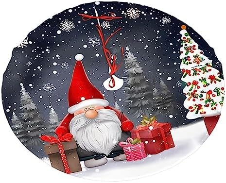 Christmas Gnome Christmas Trees Skirts 36", Xmas Gifts Candle Xmas Tree Cloth Mats for Holiday Party Decor Gift, Festival, Home Decoration