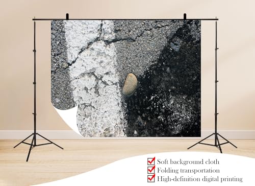 16x10ft Textured Cracked Asphalt with Pebble Backdrop Road Surface Stone Photo Background Tapestry for Urban Themed Party Minimalist Photography Home Decorations Studio Props - size: 16x10ft