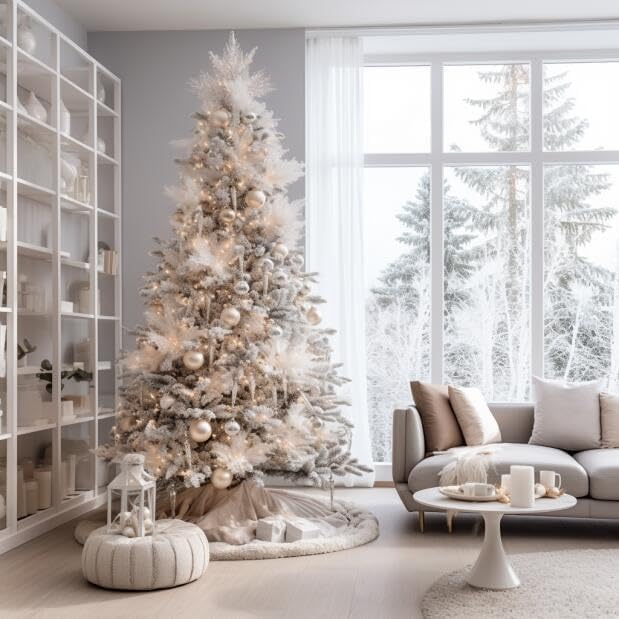 Christmas Tree Skirts 36inch White Faux Fur Xmas Tree Skirt for Christmas Decoration New Year Party Holiday Decorations