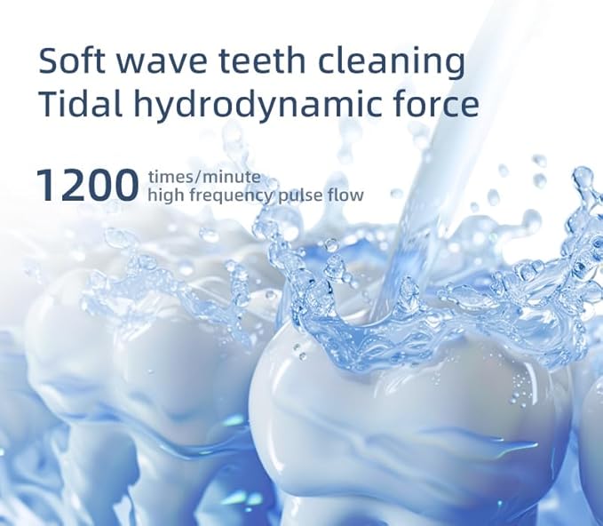 Water Flosser - Waterproof Portable for Teeth ，Water Dental Flosser Portable Cordless Oral Irrigator 3 Modes 6 Flossing Nozzles, Compact & Light for Travel (Blue)