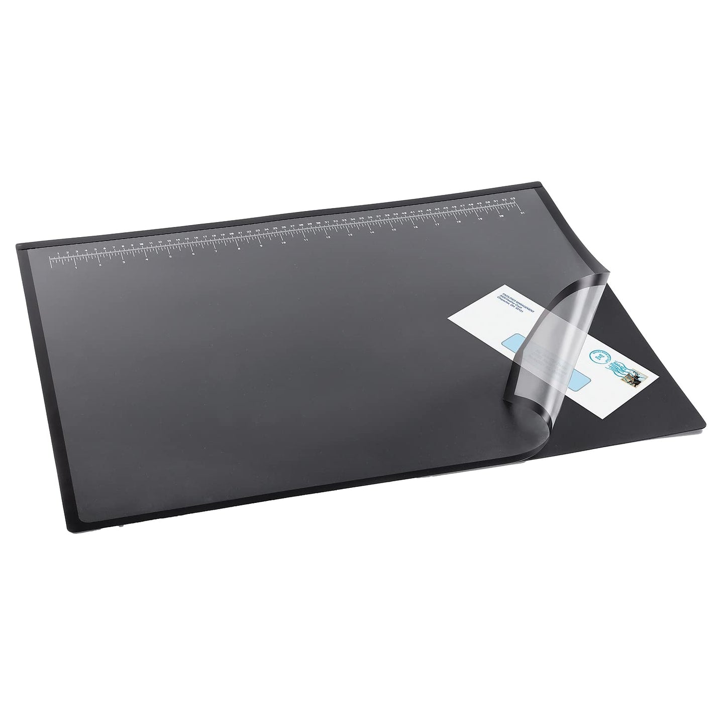 Artistic Logo Pad Engineering Desk Mat Pad for Desktop Organization & Document Protection, Printed Ruler Measurements, Black/Clear, 19" x 24"