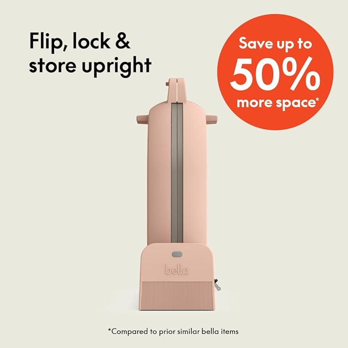 bella Flip-n-Store Waffle Maker with EverGood™ Ceramic Nonstick Coating, Fits-anywhere™ Kitchenware, Power Indicator Light, Cool Touch Handle & Cord Wrap, 7” Wide & 1" Deep Plates, 1000 Watt, Blossom