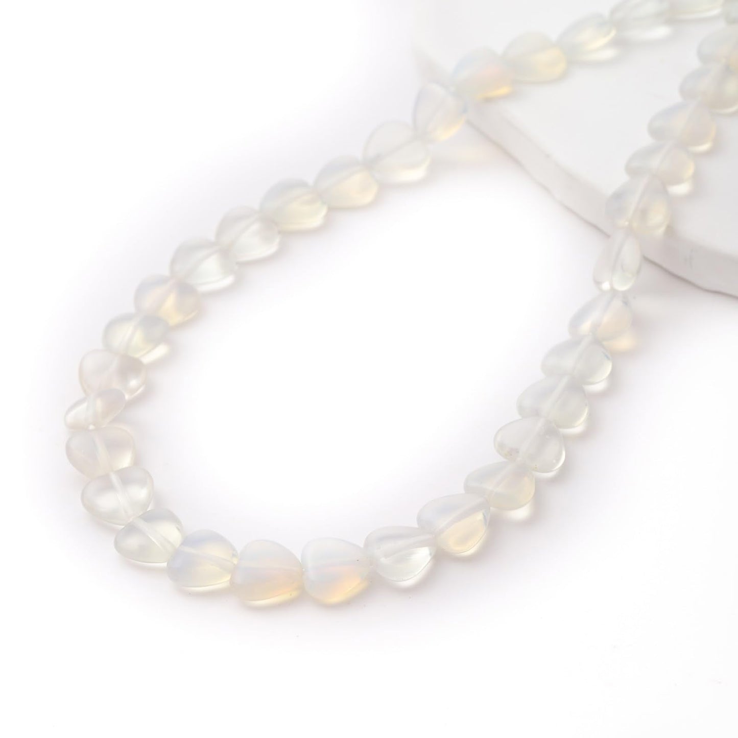 Natural Heart Shaped Opal Stone Beads 10mm Loose Crystal Healing Beads for DIY Necklace Bracelet Making Gemstone Craft Supplies