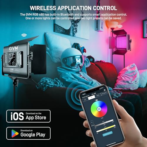 GVM RGB LED Video Light with Bluetooth Control, 60W Photography Studio Lighting Kit with Stands, 2-Packs 880RS Dimmable Led Panel Light for YouTube, Streaming, Gaming, 8 Applicable Scenes, CRI97 - size: 2 Packs