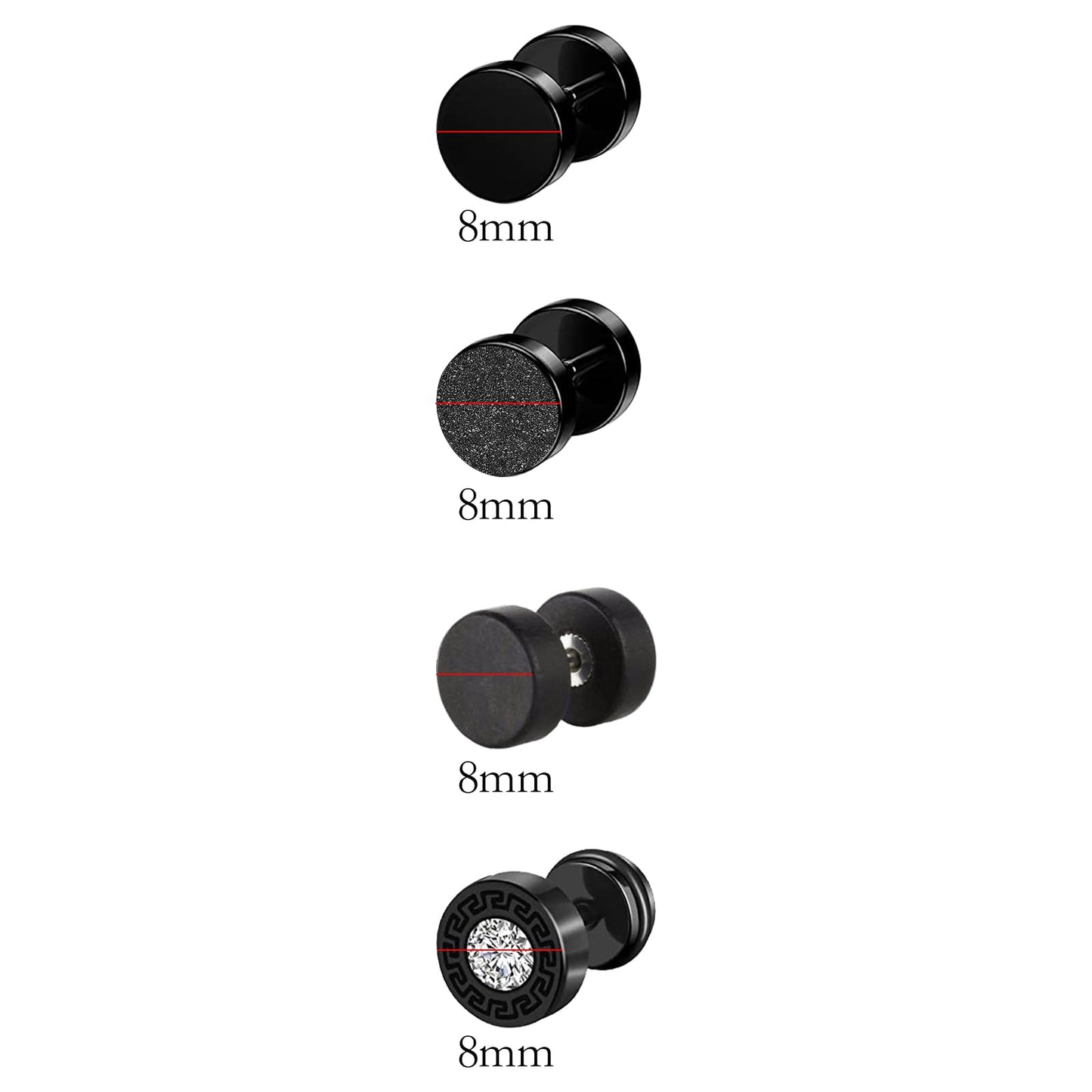 SUBANG 12 Pairs Stainless Steel Stud Earrings for Men Faux Gauges Earring Hypoallergenic Earring Flatback Dot Studs Screw Back Earrings for Women Men